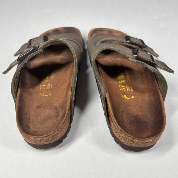 Birkenstock Arizona Tobacco Brown Oiled Leather Sandals Womens 37 6.5 Summer - Picture 3 of 6